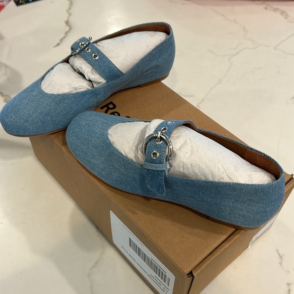 Reformation Bethany Ballet Flat in Denim - New In Box - Picture 2 of 5